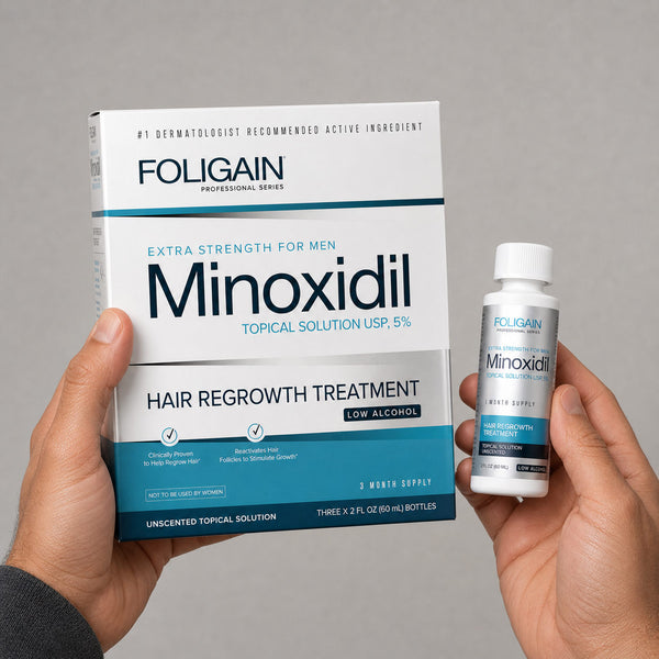 FOLIGAIN® Low Alcohol Minoxidil 5% Hair Regrowth Treatment For Men 6 Month Supply - FOLIGAIN